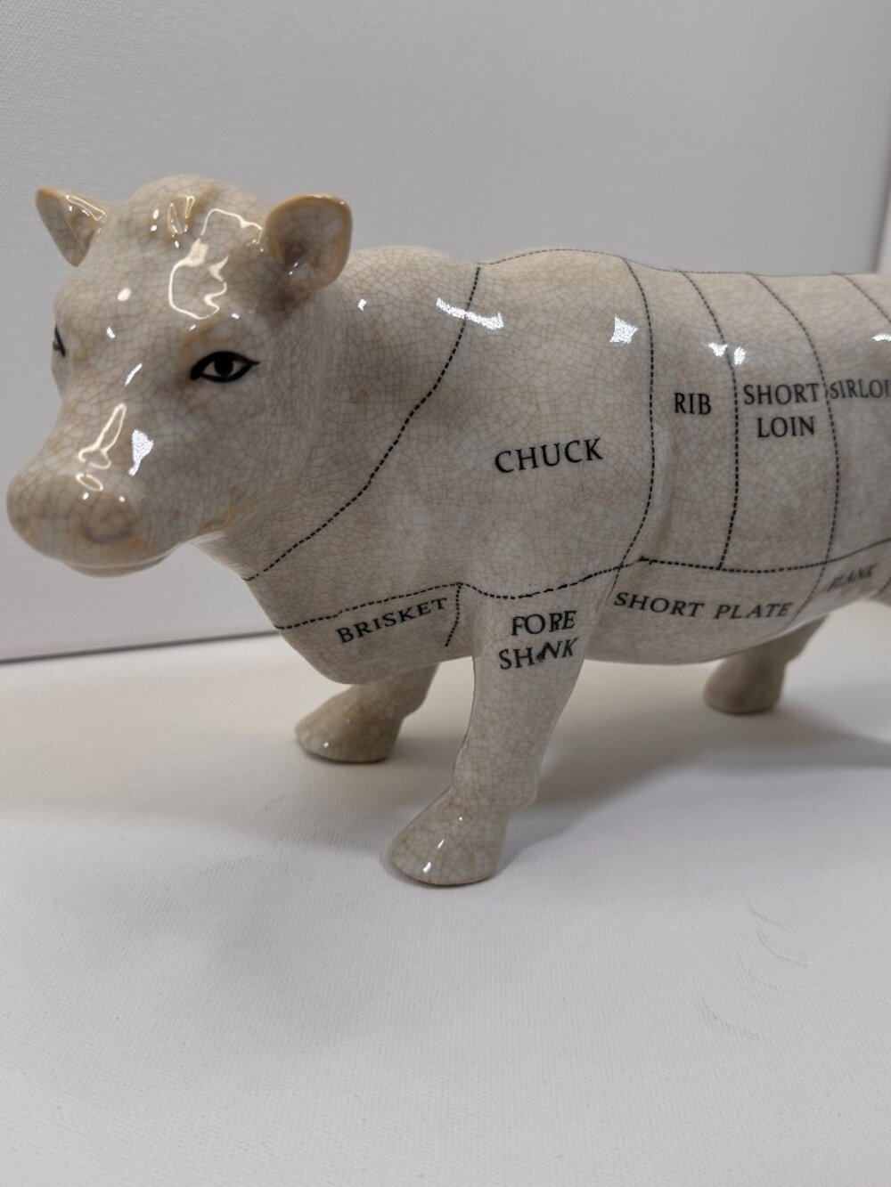 Model Cow Diagram Beef Figurine Decor Porcelain Butcher Shop Decor Meat Cuts